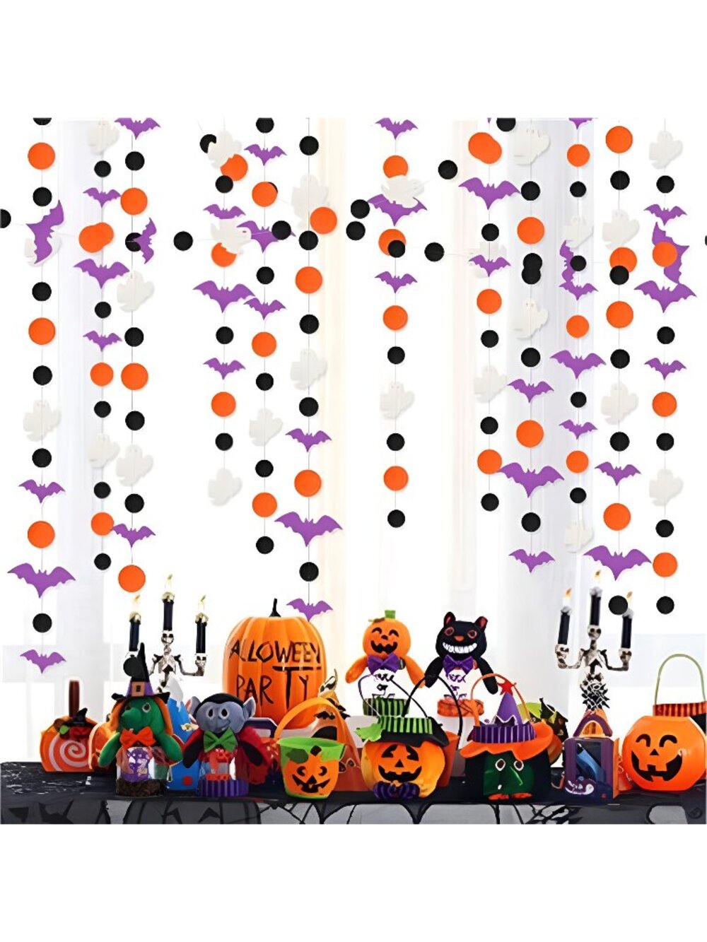 39Ft Halloween Party Decoration Garland Streamers Purple Bat White Ghost